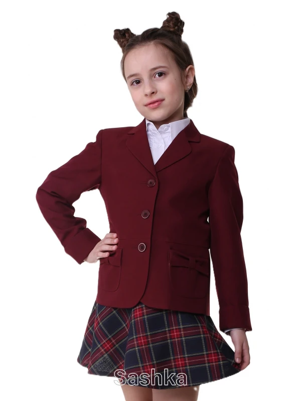 Жакет для дівчинки Sashka шкільний бордовий, розмір 116-152